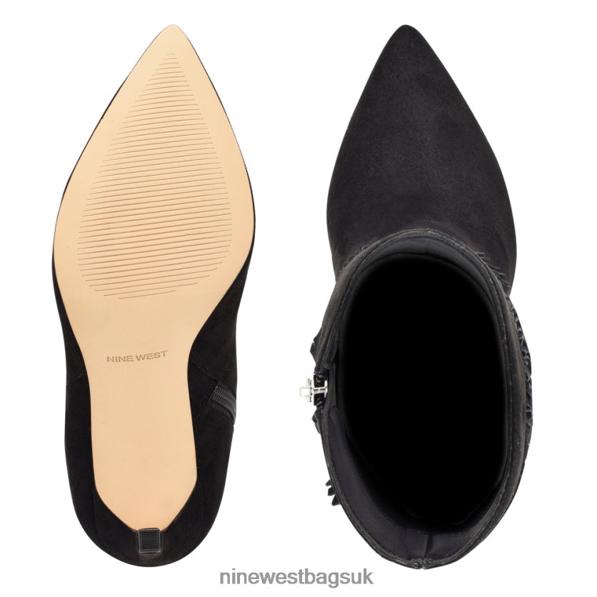 Nine West Tries Heeled Fringe Booties RFX40B1505 - Nine West UK Black Suede