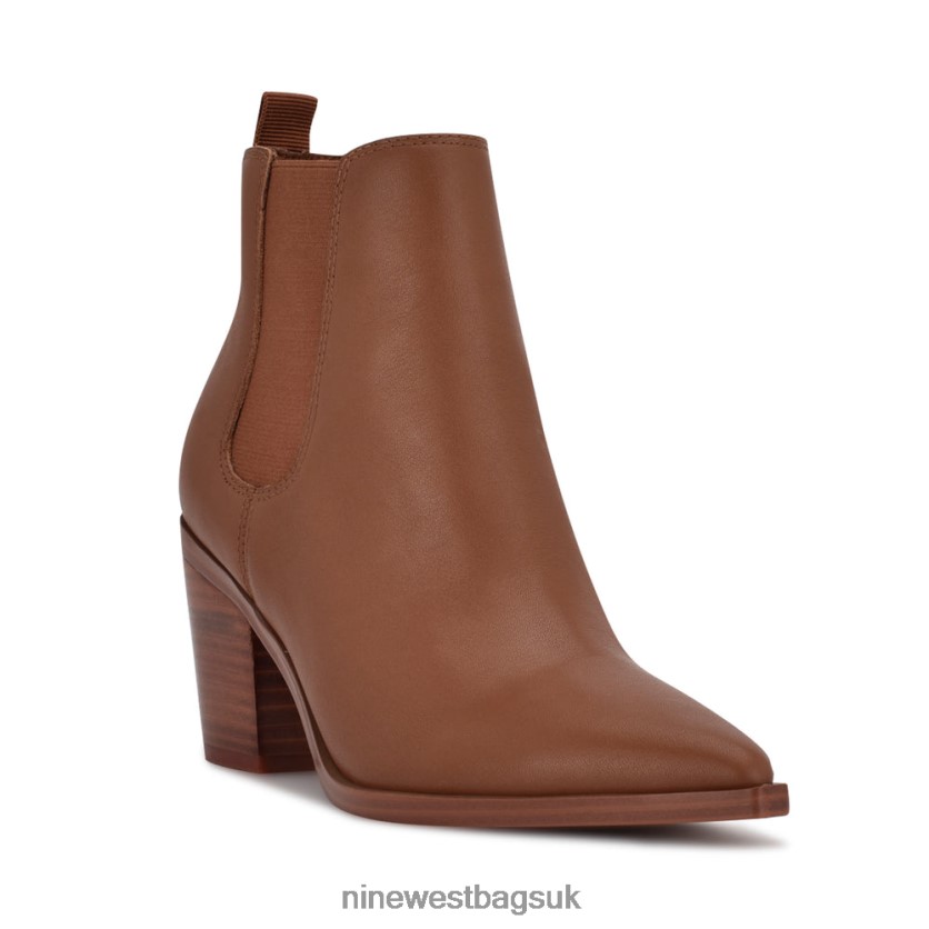 Nine West Wyllis Block Heel Booties RFX40B2909 - Nine West Bags UK Brown Leather