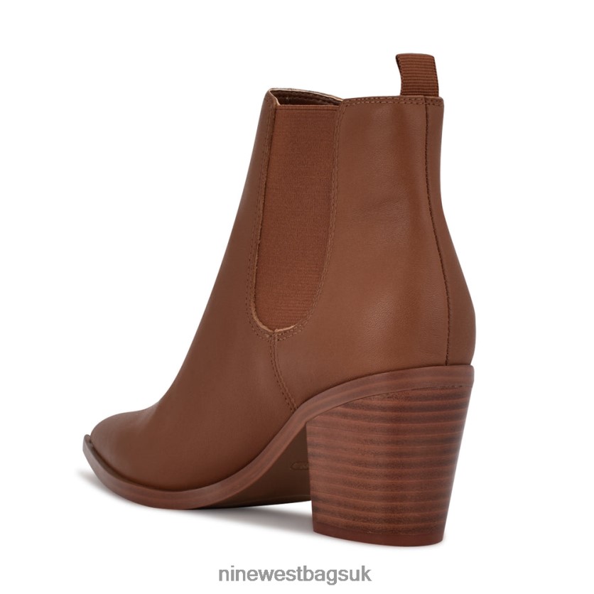 Nine West Wyllis Block Heel Booties RFX40B2909 - Nine West Bags UK Brown Leather