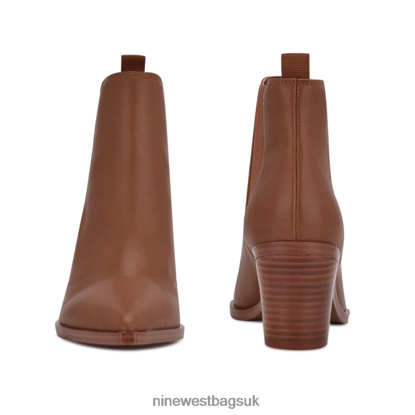 Nine West Wyllis Block Heel Booties RFX40B2909 - Nine West Bags UK Brown Leather