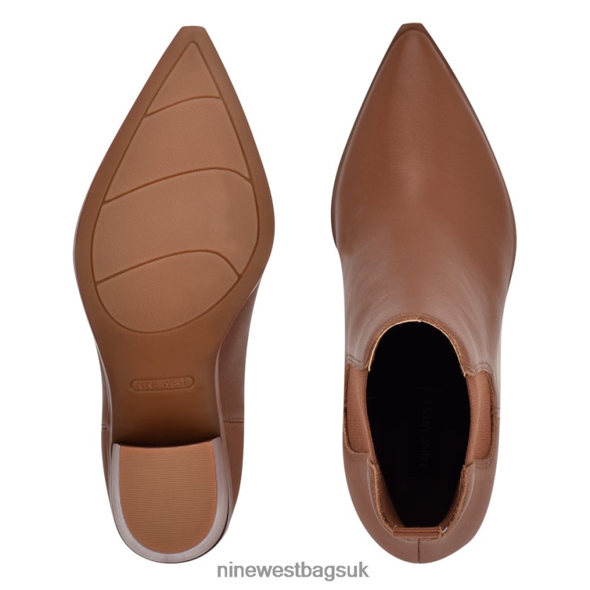 Nine West Wyllis Block Heel Booties RFX40B2909 - Nine West Bags UK Brown Leather