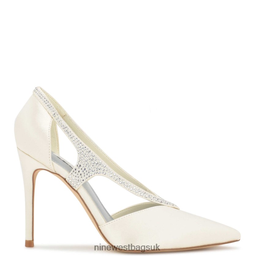 Nine West Fantasy Pointy Toe Pumps RFX40B1275 - Nine West UK Sale Ivory Satin Crystal