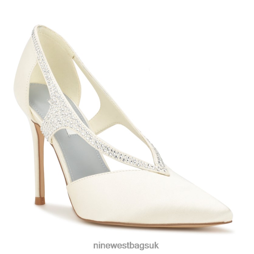 Nine West Fantasy Pointy Toe Pumps RFX40B1275 - Nine West UK Sale Ivory Satin Crystal