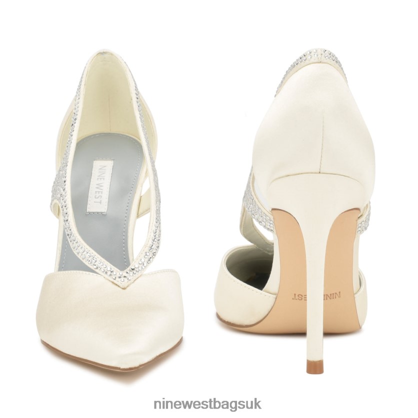 Nine West Fantasy Pointy Toe Pumps RFX40B1275 - Nine West UK Sale Ivory Satin Crystal