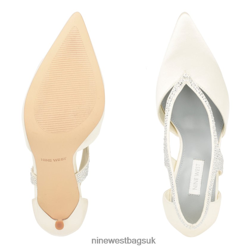 Nine West Fantasy Pointy Toe Pumps RFX40B1275 - Nine West UK Sale Ivory Satin Crystal