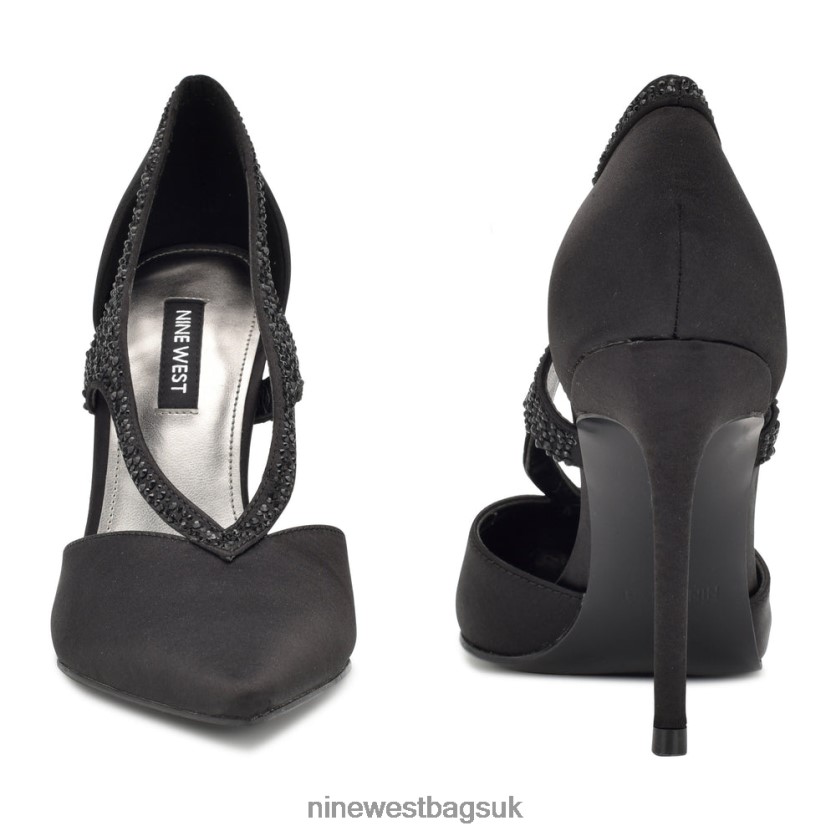 Nine West Fantasy Pointy Toe Pumps RFX40B1277 - Nine West UK Black Satin Crystal