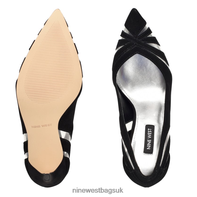 Nine West Favant Pointy Toe Pumps RFX40B1300 - Nine West Bags UK Black/Clear Suede