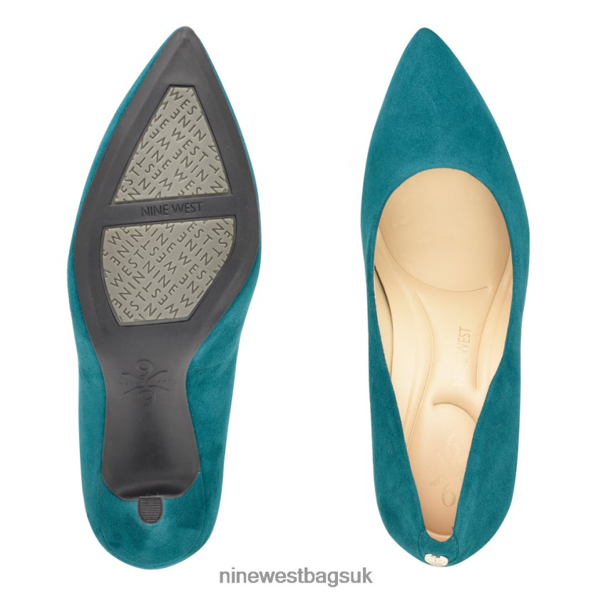 Nine West Fifth 9x9 Pointy Toe Pumps RFX40B1280 - Nine West Bags UK Teal Suede
