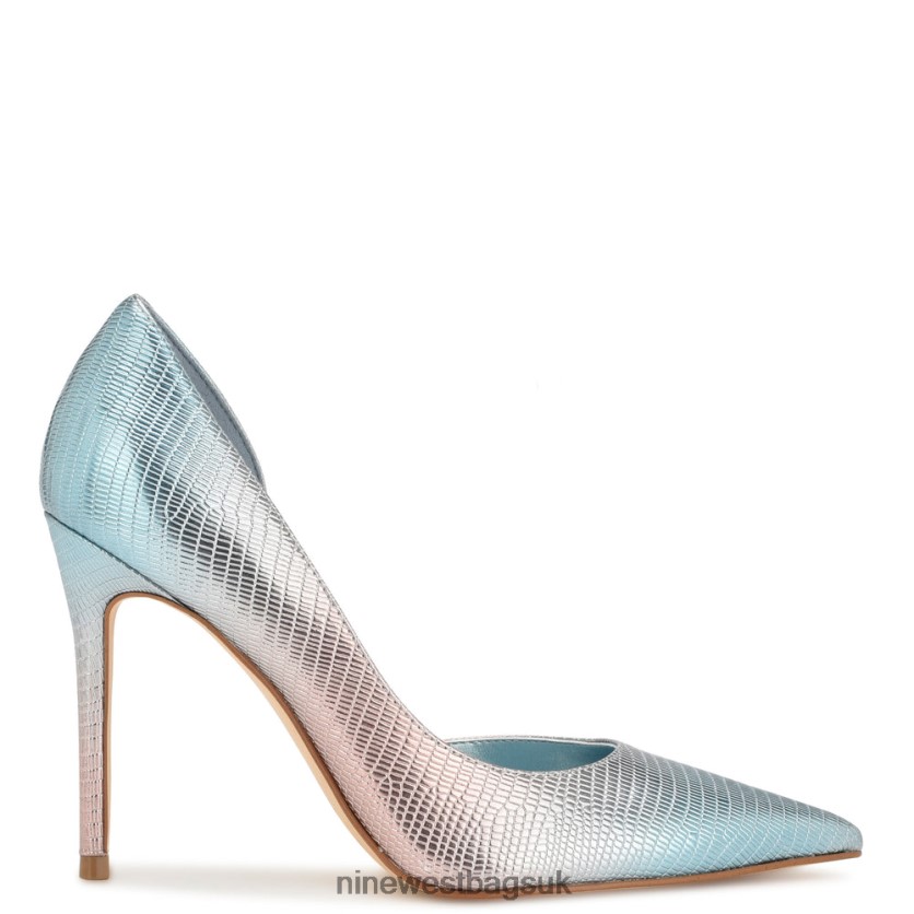 Nine West Folowe d'Orsay Pointy Toe Pumps RFX40B1268 - Nine West Bags UK Blue Metallic Lizard