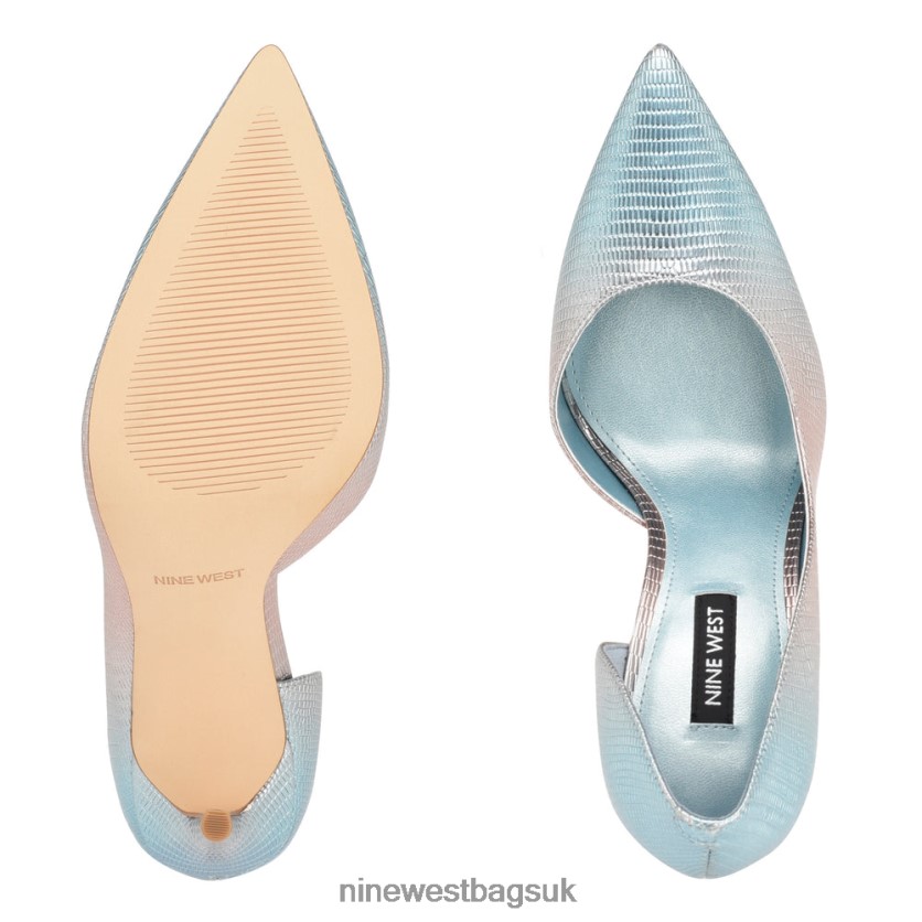 Nine West Folowe d\'Orsay Pointy Toe Pumps RFX40B1268 - Nine West Bags UK Blue Metallic Lizard