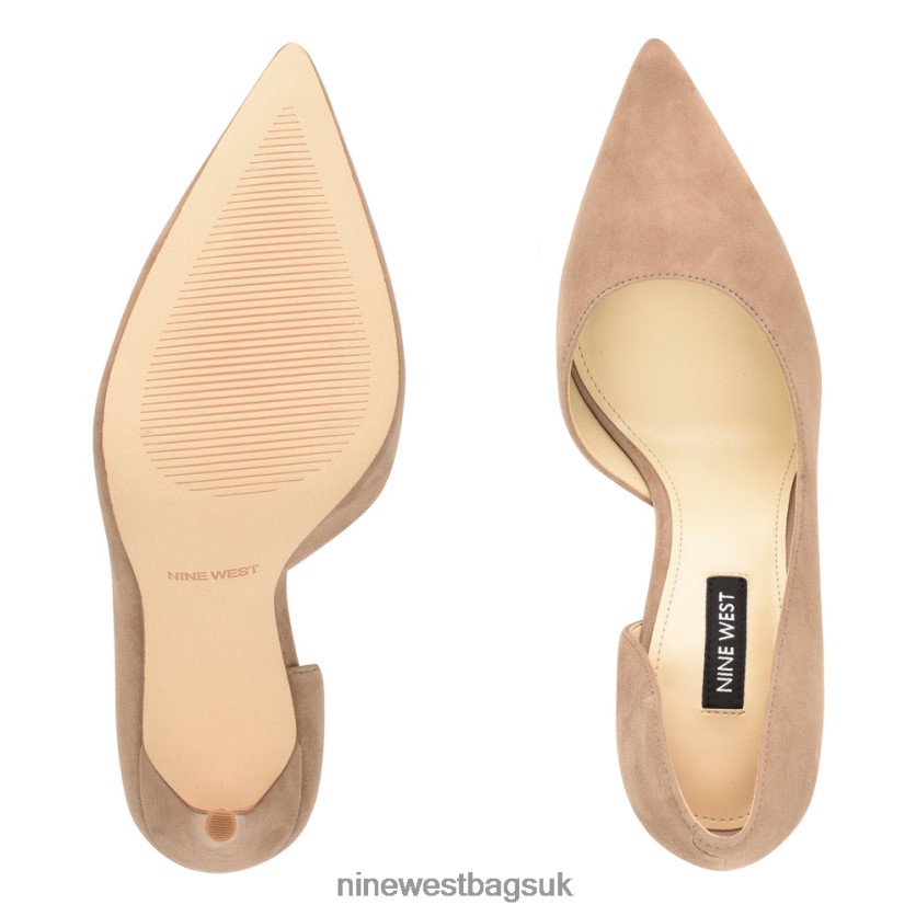 Nine West Folowe d\'Orsay Pointy Toe Pumps RFX40B1322 - Nine West Sandals UK Taupe Suede