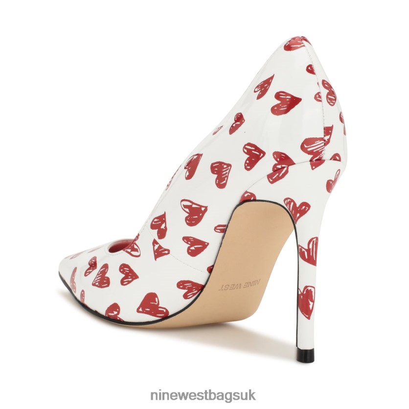 Nine West Foxy Pointy Toe Pumps RFX40B1265 - Nine West UK White/Red Heart Print Patent