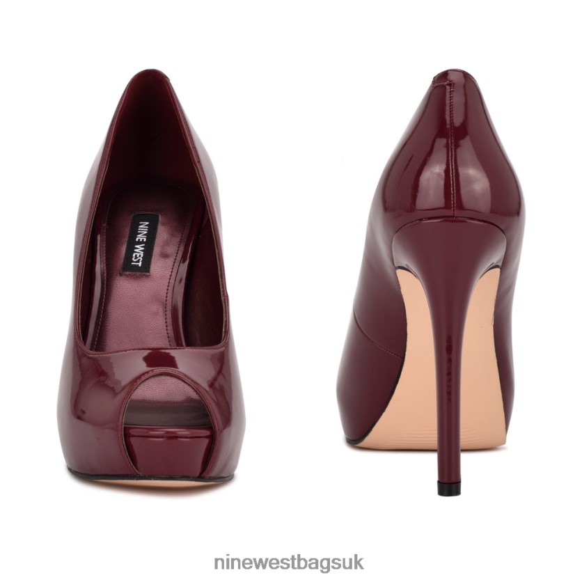 Nine West Hethr Platform Peep Toe Pumps RFX40B1288 - Nine West Bags UK Plum Patent