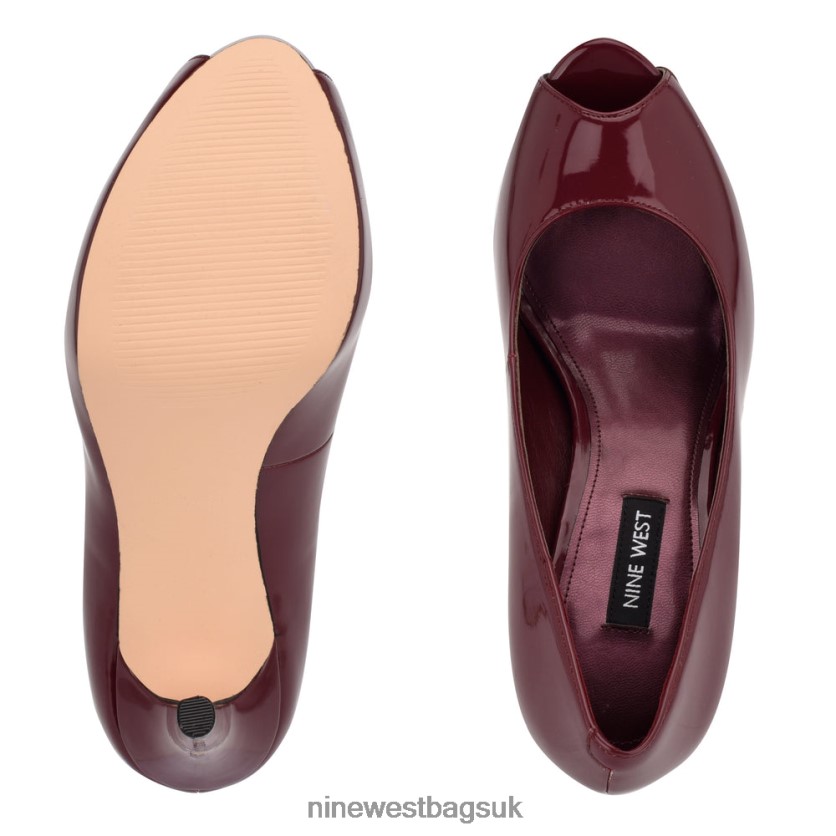 Nine West Hethr Platform Peep Toe Pumps RFX40B1288 - Nine West Bags UK Plum Patent