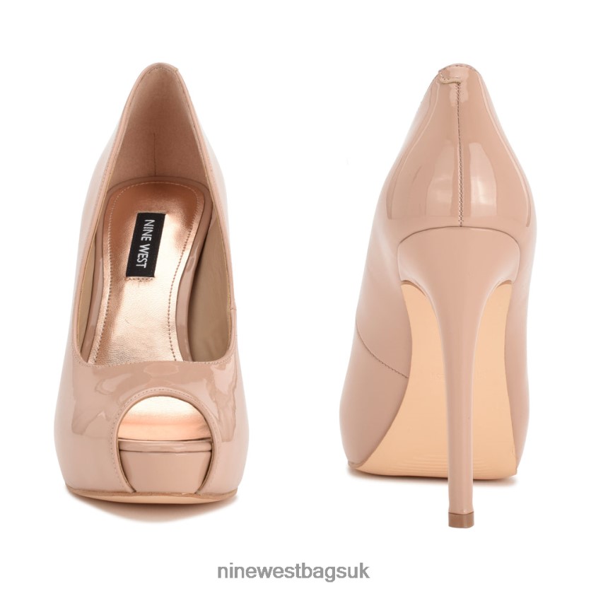 Nine West Hethr Platform Peep Toe Pumps RFX40B1289 - Nine West UK Barely Nude Patent