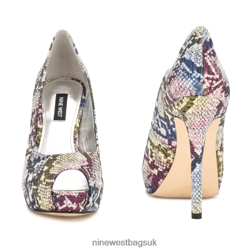 Nine West Hilare Peep Toe Pumps RFX40B1301 - Nine West UK Red/Purple Multi