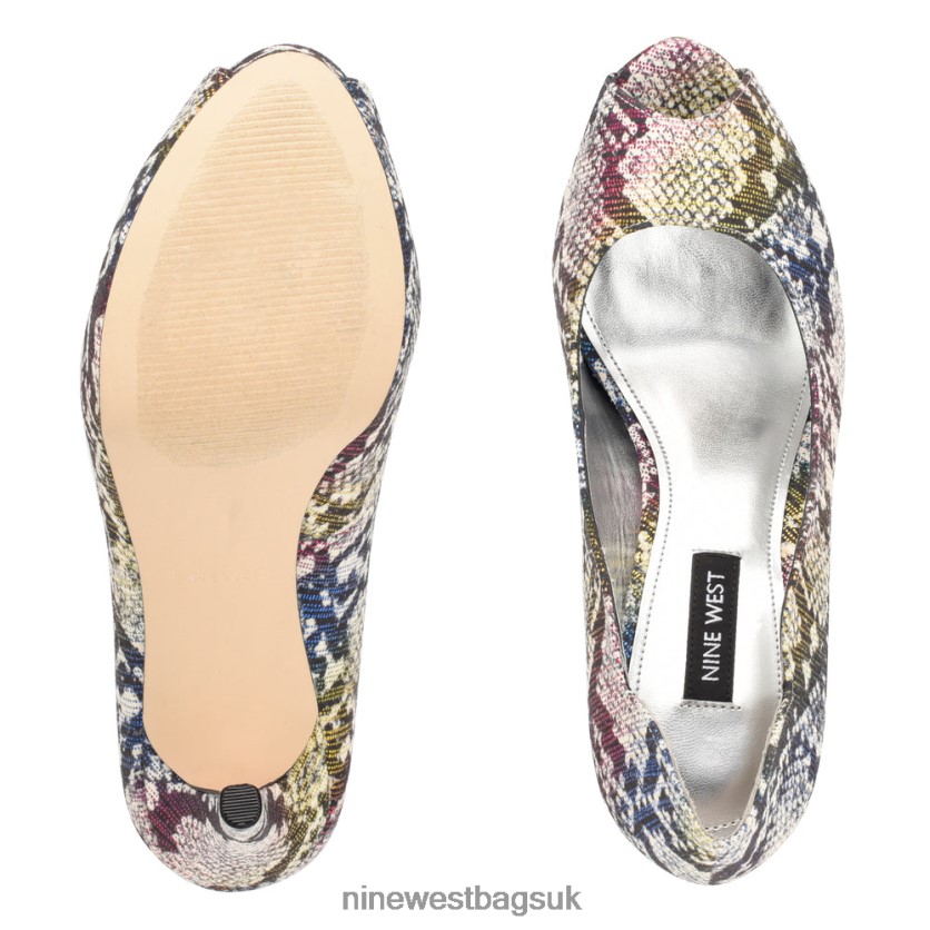 Nine West Hilare Peep Toe Pumps RFX40B1301 - Nine West UK Red/Purple Multi