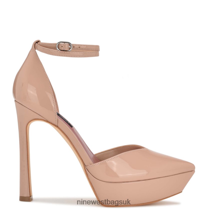 Nine West Linda Ankle Wrap Platform Pumps RFX40B1327 - Nine West UK Sale Barely Nude Patent