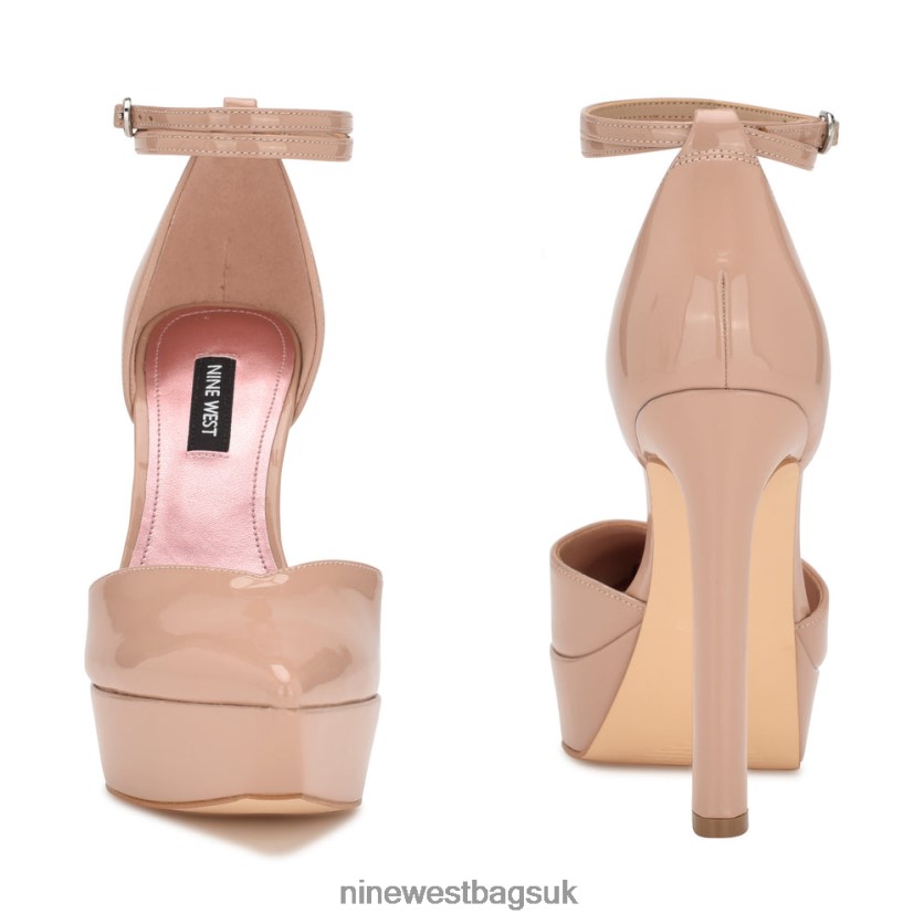 Nine West Linda Ankle Wrap Platform Pumps RFX40B1327 - Nine West UK Sale Barely Nude Patent