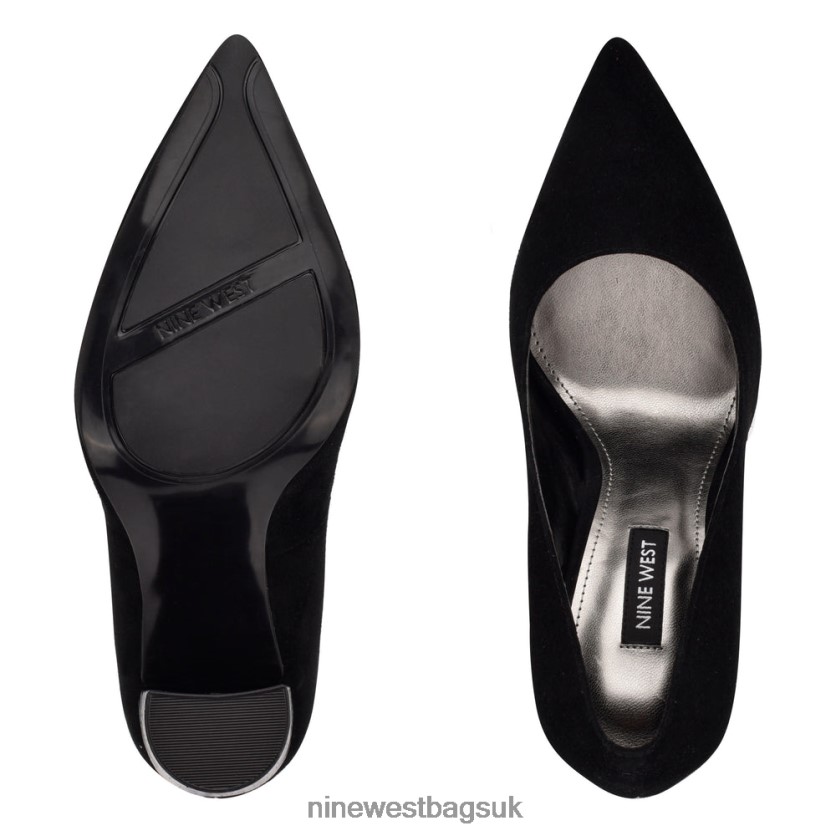 Nine West Power Dress Pumps RFX40B1354 - Nine West Sandals UK Black Suede/Embossed Croco