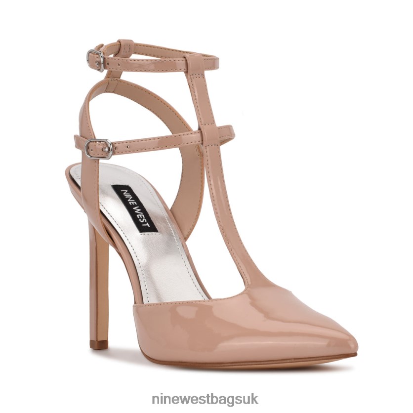 Nine West Tayes Ankle Strap Pump RFX40B1343 - Nine West UK Sale Barely Nude Patent