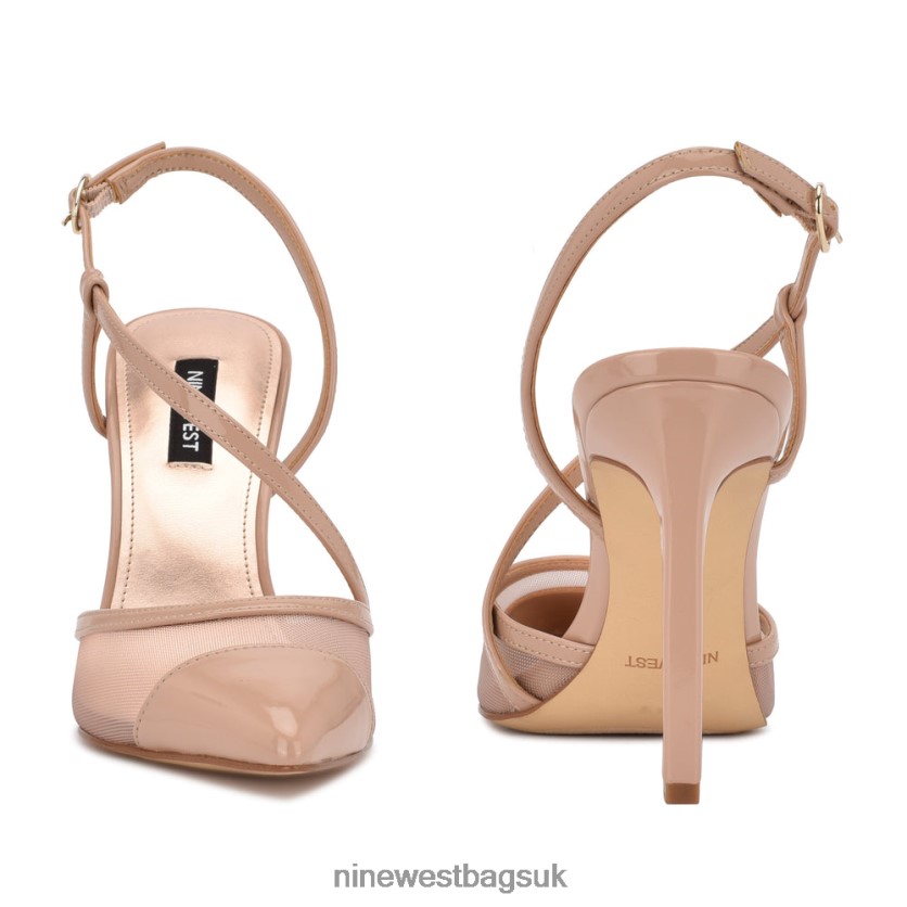 Nine West Timie Ankle Strap Pumps RFX40B1372 - Nine West Bags UK Barely Nude Patent/Mesh