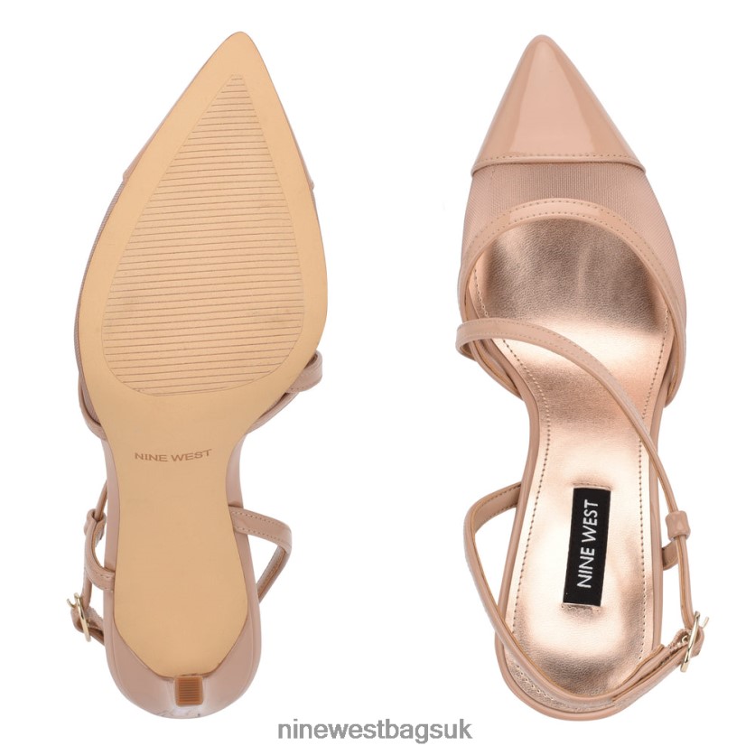 Nine West Timie Ankle Strap Pumps RFX40B1372 - Nine West Bags UK Barely Nude Patent/Mesh