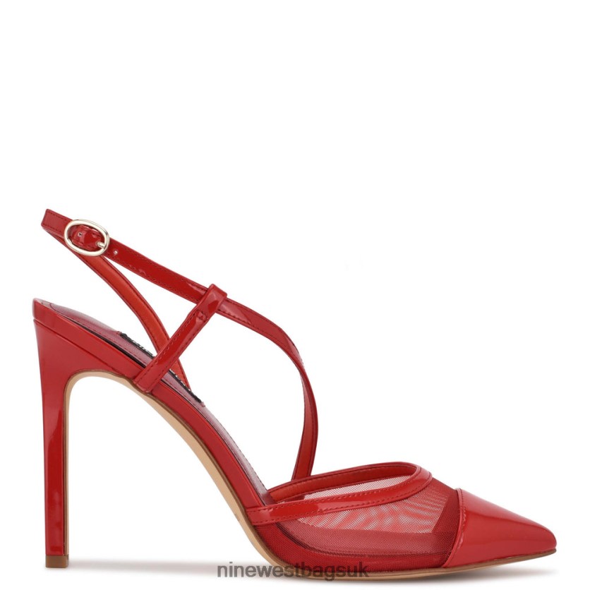 Nine West Timie Ankle Strap Pumps RFX40B1374 - Nine West Sandals UK Red Patent/Mesh