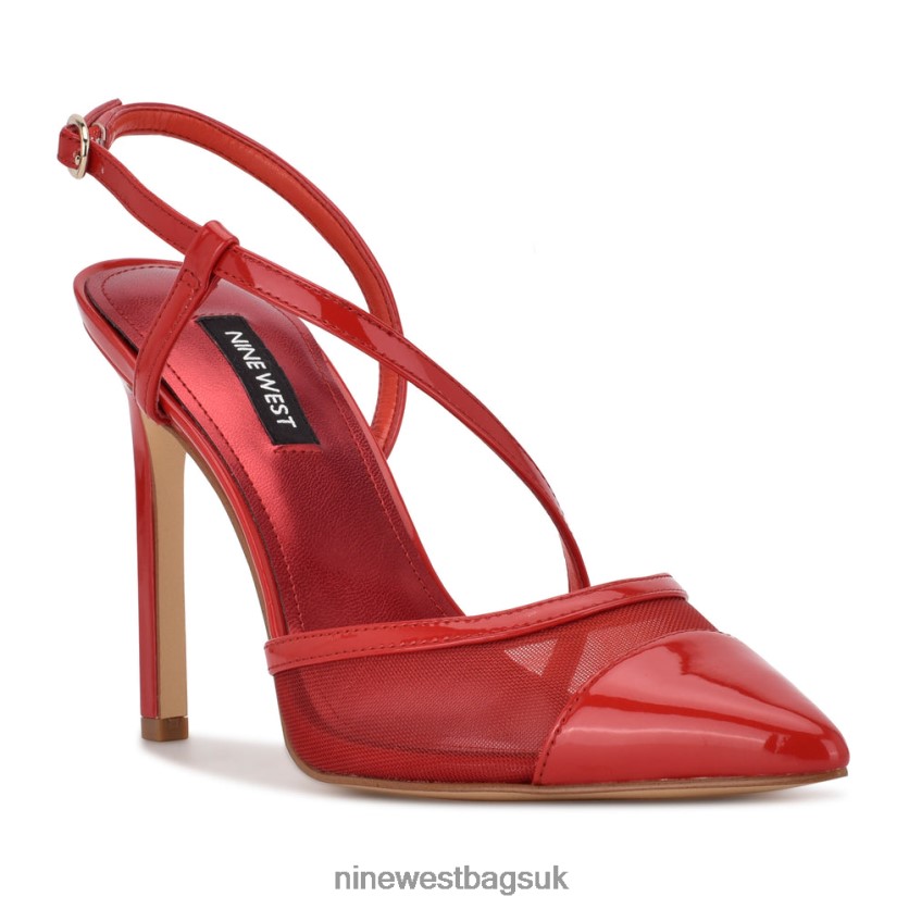 Nine West Timie Ankle Strap Pumps RFX40B1374 - Nine West Sandals UK Red Patent/Mesh