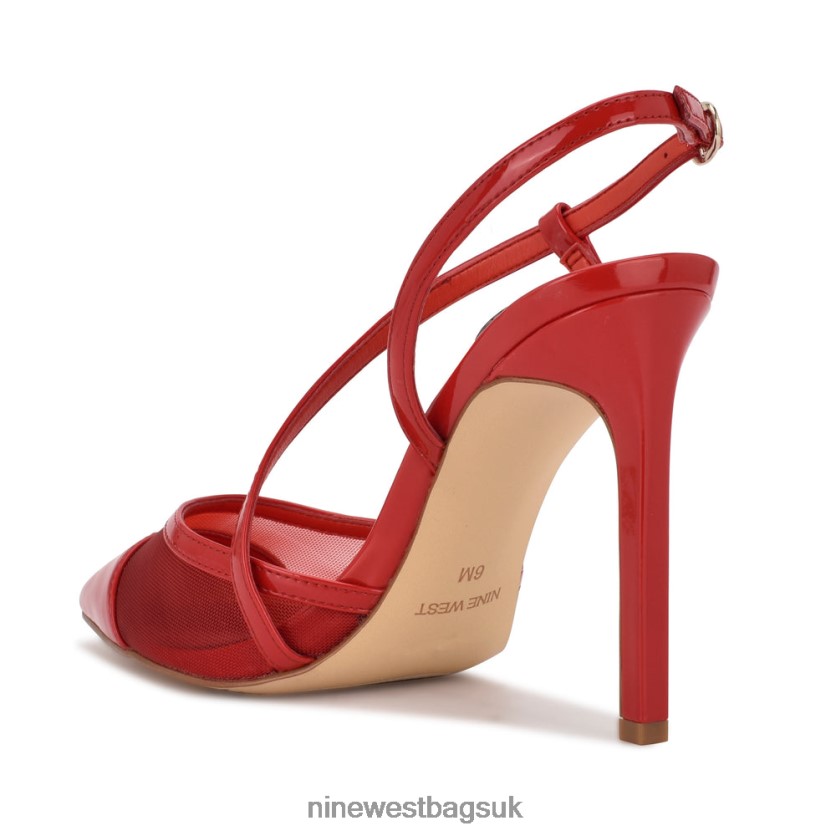 Nine West Timie Ankle Strap Pumps RFX40B1374 - Nine West Sandals UK Red Patent/Mesh
