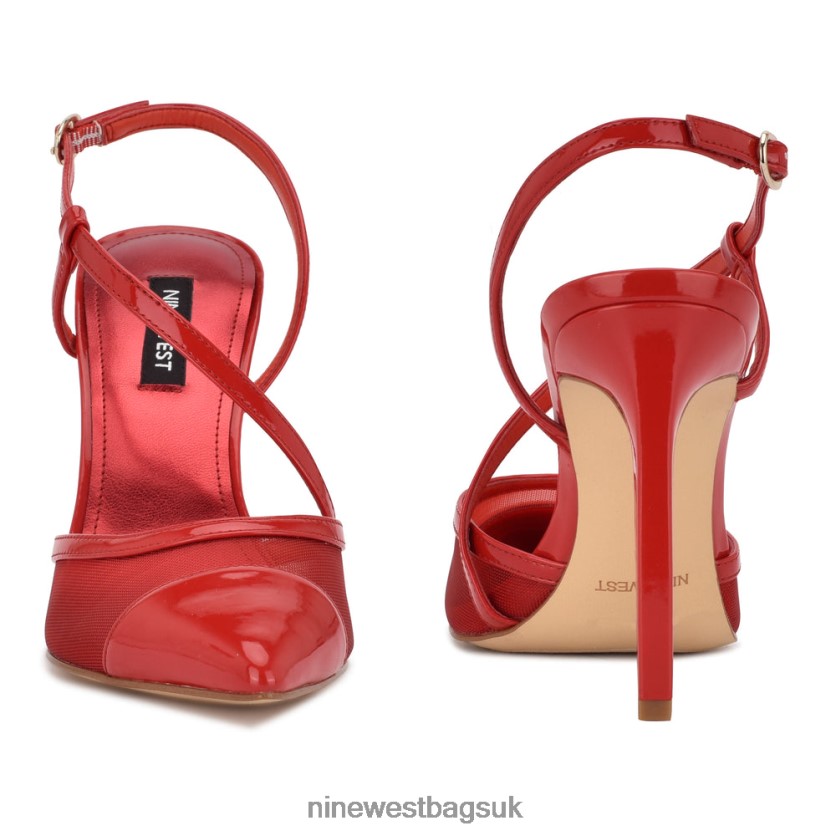 Nine West Timie Ankle Strap Pumps RFX40B1374 - Nine West Sandals UK Red Patent/Mesh