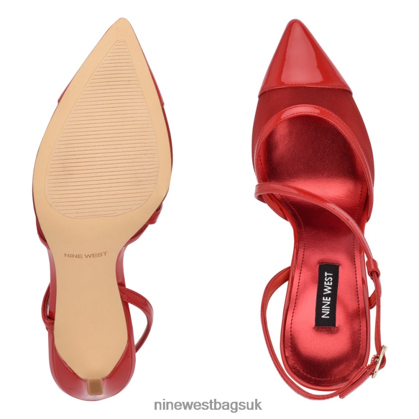 Nine West Timie Ankle Strap Pumps RFX40B1374 - Nine West Sandals UK Red Patent/Mesh