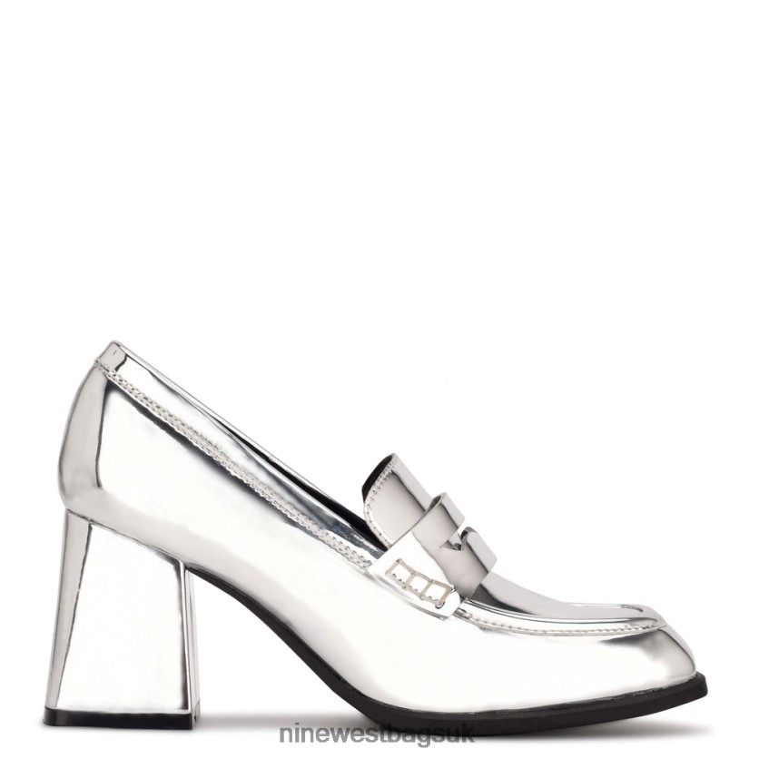 Nine West Zest Heeled Loafers RFX40B1236 - Nine West Bags UK Silver Mirror Metallic
