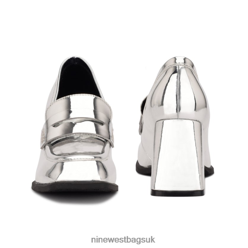 Nine West Zest Heeled Loafers RFX40B1236 - Nine West Bags UK Silver Mirror Metallic