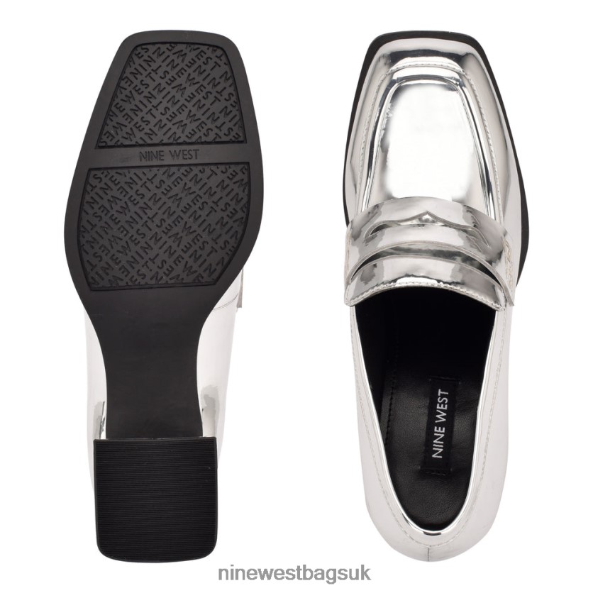 Nine West Zest Heeled Loafers RFX40B1236 - Nine West Bags UK Silver Mirror Metallic
