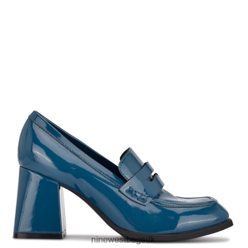 Nine West Zest Heeled Loafers RFX40B959 - Nine West UK Sale Teal Patent