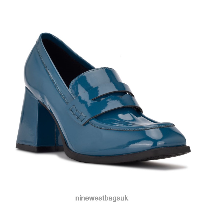 Nine West Zest Heeled Loafers RFX40B959 - Nine West UK Sale Teal Patent