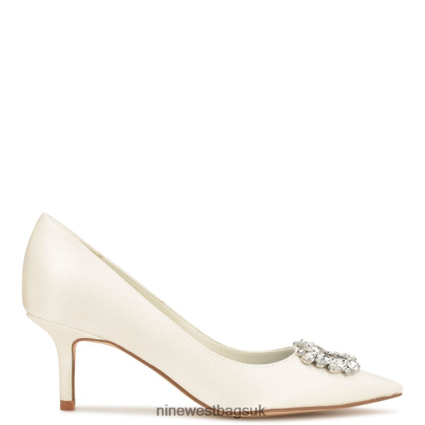 Nine West Avolon Pointy Toe Pumps RFX40B1166 - Nine West Sandals UK Ivory Crystal Satin