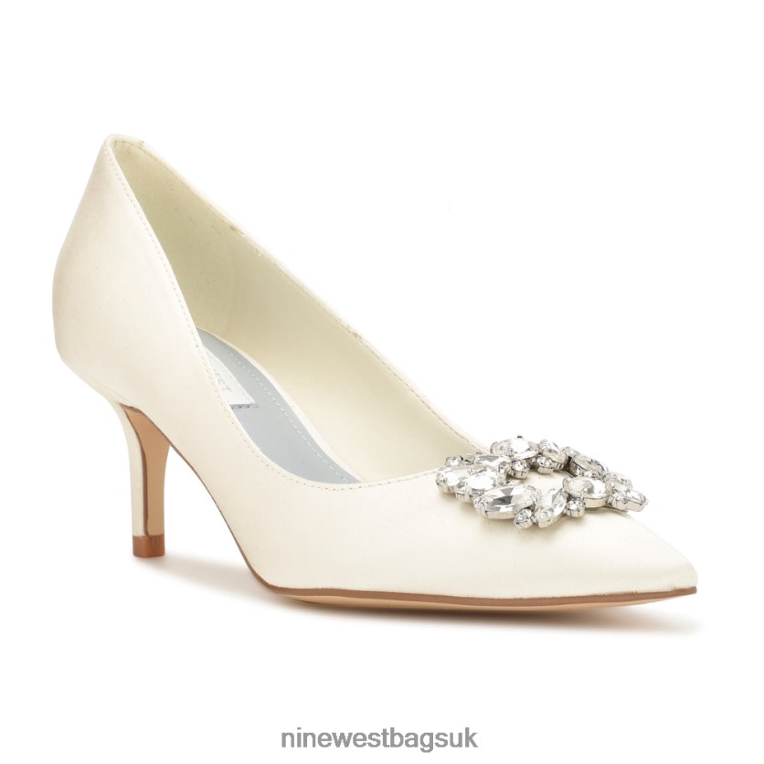 Nine West Avolon Pointy Toe Pumps RFX40B1166 - Nine West Sandals UK Ivory Crystal Satin