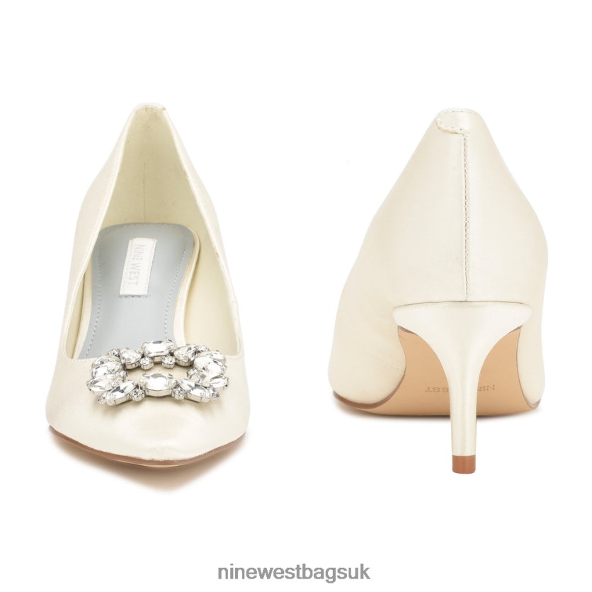 Nine West Avolon Pointy Toe Pumps RFX40B1166 - Nine West Sandals UK Ivory Crystal Satin