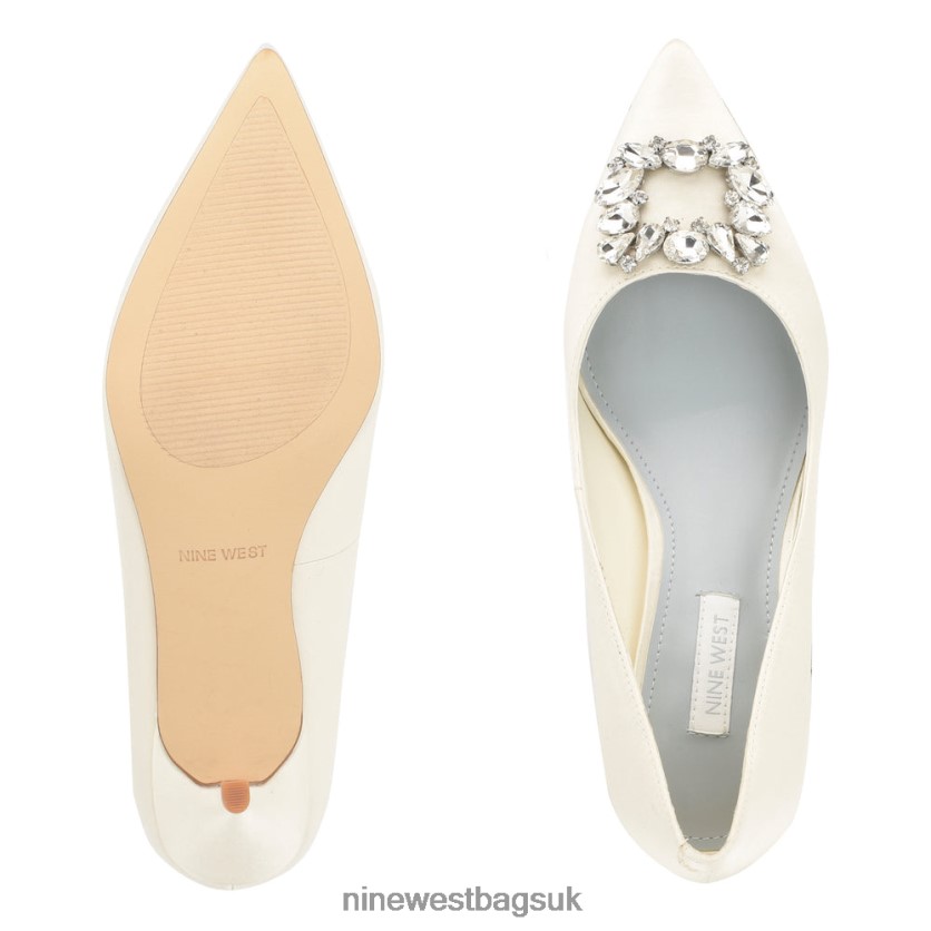 Nine West Avolon Pointy Toe Pumps RFX40B1166 - Nine West Sandals UK Ivory Crystal Satin