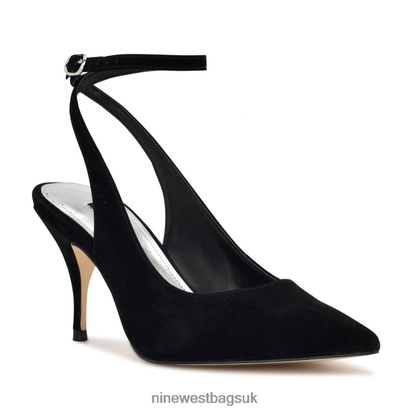 Nine West Boca Ankle Strap Pumps RFX40B1163 - Nine West UK Sale Black Suede