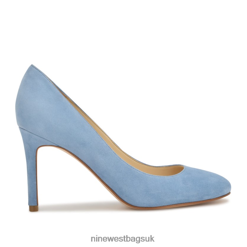Nine West Dylan Round Toe Pumps RFX40B1187 - Nine West UK Sale Baby Blue Suede