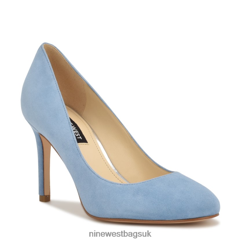 Nine West Dylan Round Toe Pumps RFX40B1187 - Nine West UK Sale Baby Blue Suede