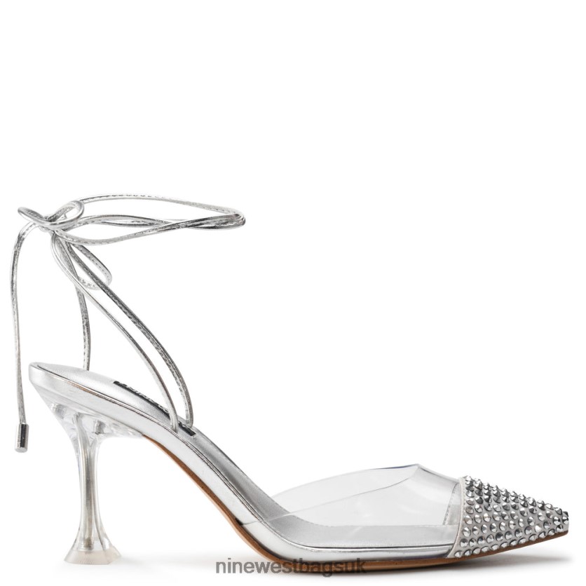Nine West Haina Ankle Wraps Pumps RFX40B1239 - Nine West UK Sale Silver/Clear