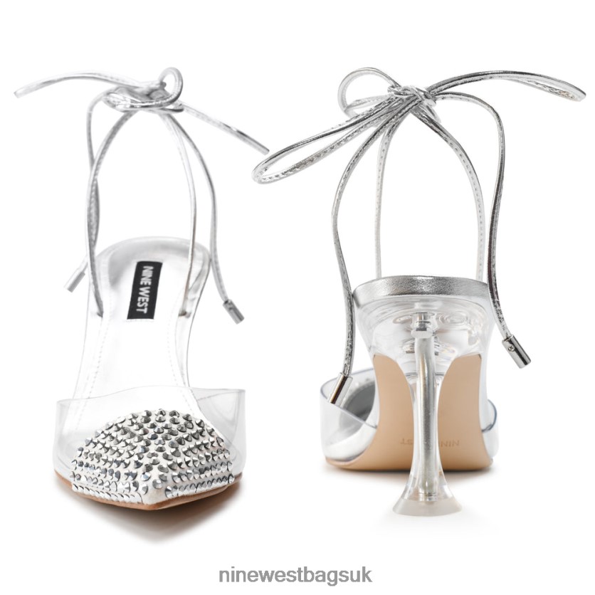Nine West Haina Ankle Wraps Pumps RFX40B1239 - Nine West UK Sale Silver/Clear