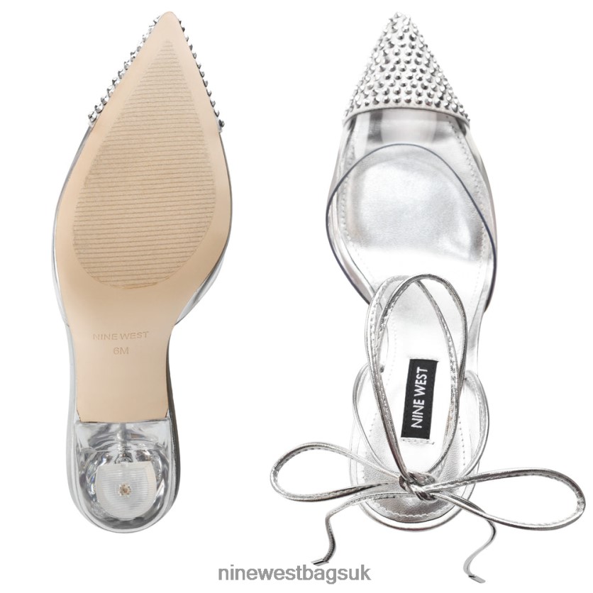 Nine West Haina Ankle Wraps Pumps RFX40B1239 - Nine West UK Sale Silver/Clear