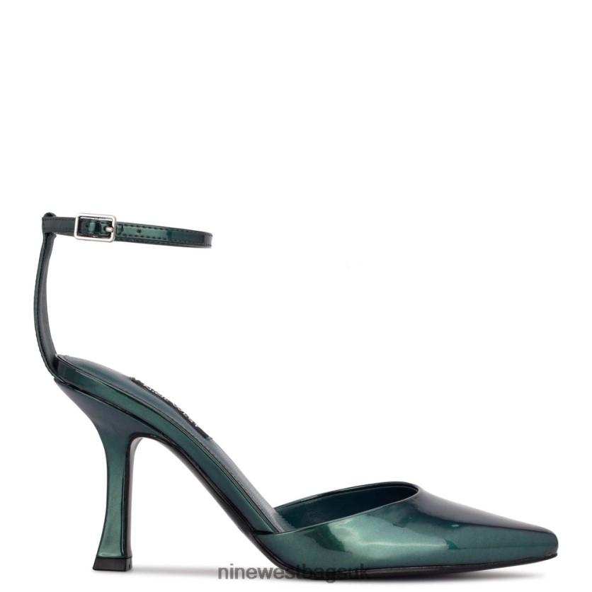 Nine West Shaply Pointy Toe Ankle Strap Pumps RFX40B1208 - Nine West Bags UK Teal Pearlized Metallic