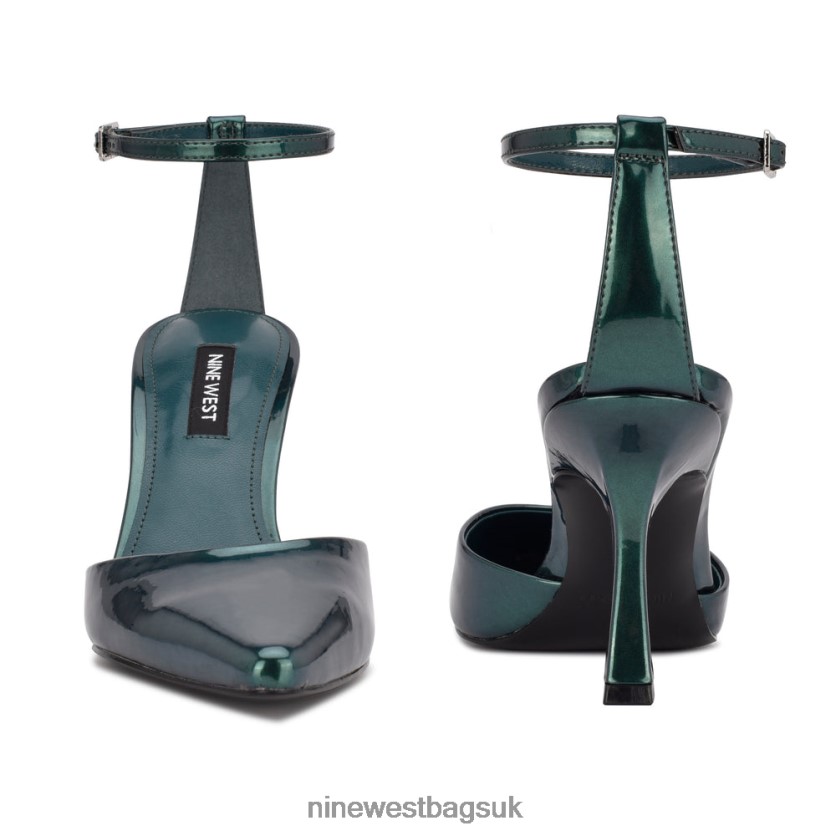 Nine West Shaply Pointy Toe Ankle Strap Pumps RFX40B1208 - Nine West Bags UK Teal Pearlized Metallic