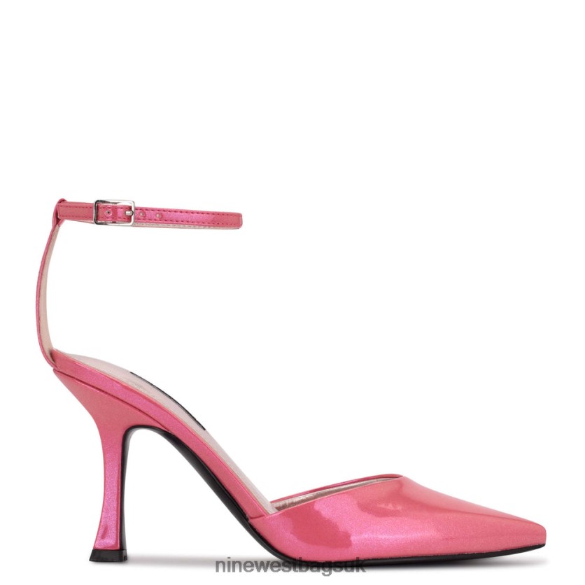 Nine West Shaply Pointy Toe Ankle Strap Pumps RFX40B1212 - Nine West Bags UK Pink Pearlized Metallic